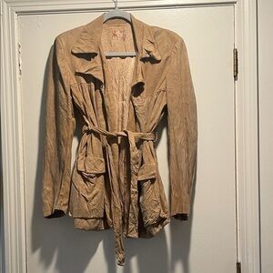 Benny Creaciones Hollywood WrapTan Vintage Suede Belted Wrap Coat
